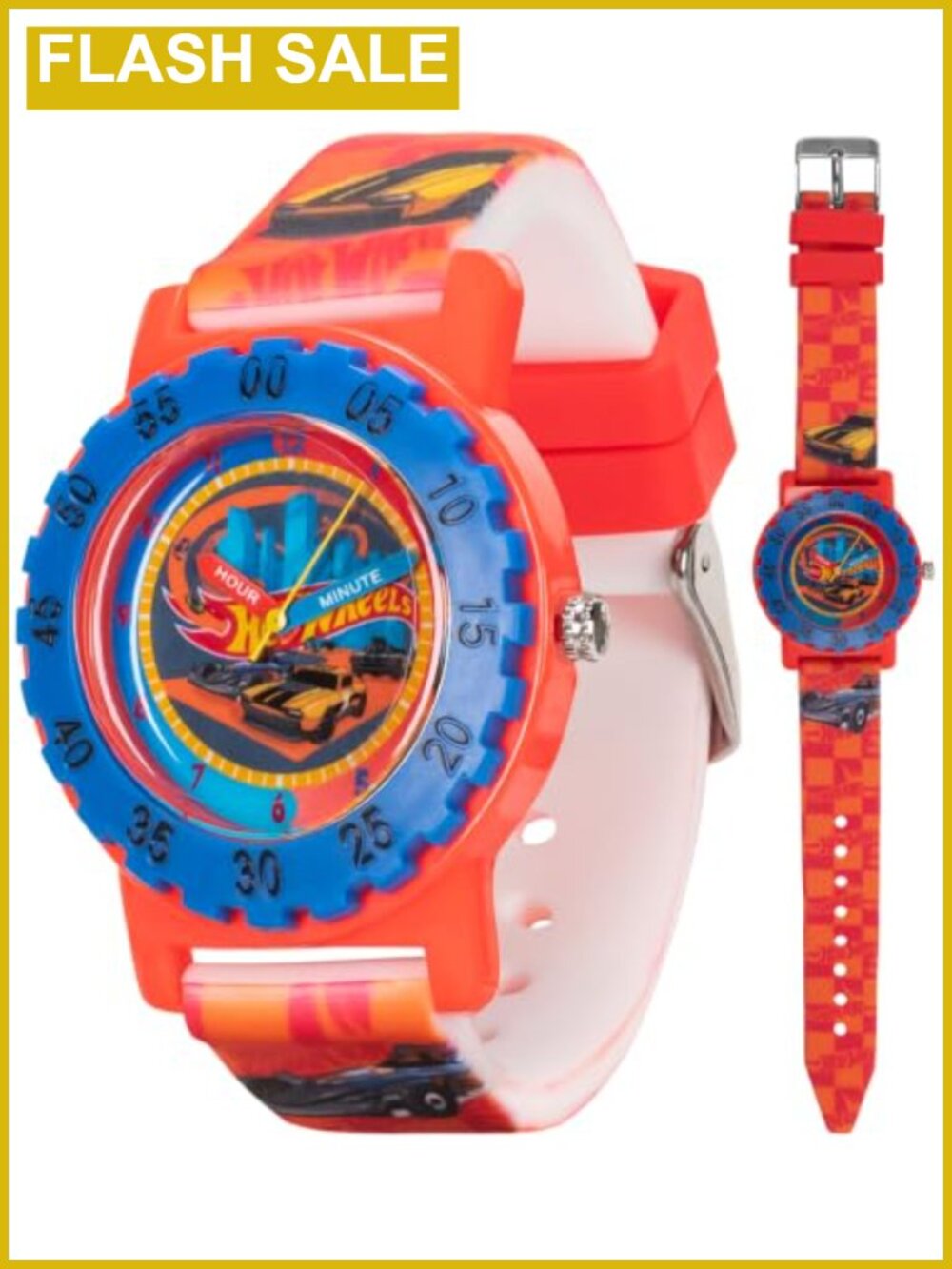 Hot Wheels Kids Time Teacher Analog Watch Printed Silicone Strap